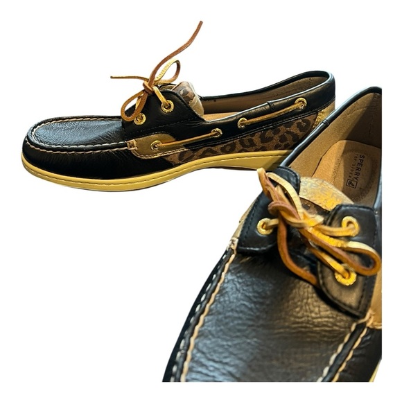Sperry Top-Sider Black & Gold Leopard Boat Shoes – Size 10 - Picture 8 of 9